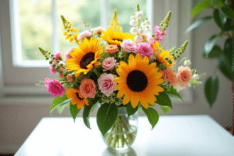 Bouquet de fleurs Snamed dans un vase lumineux