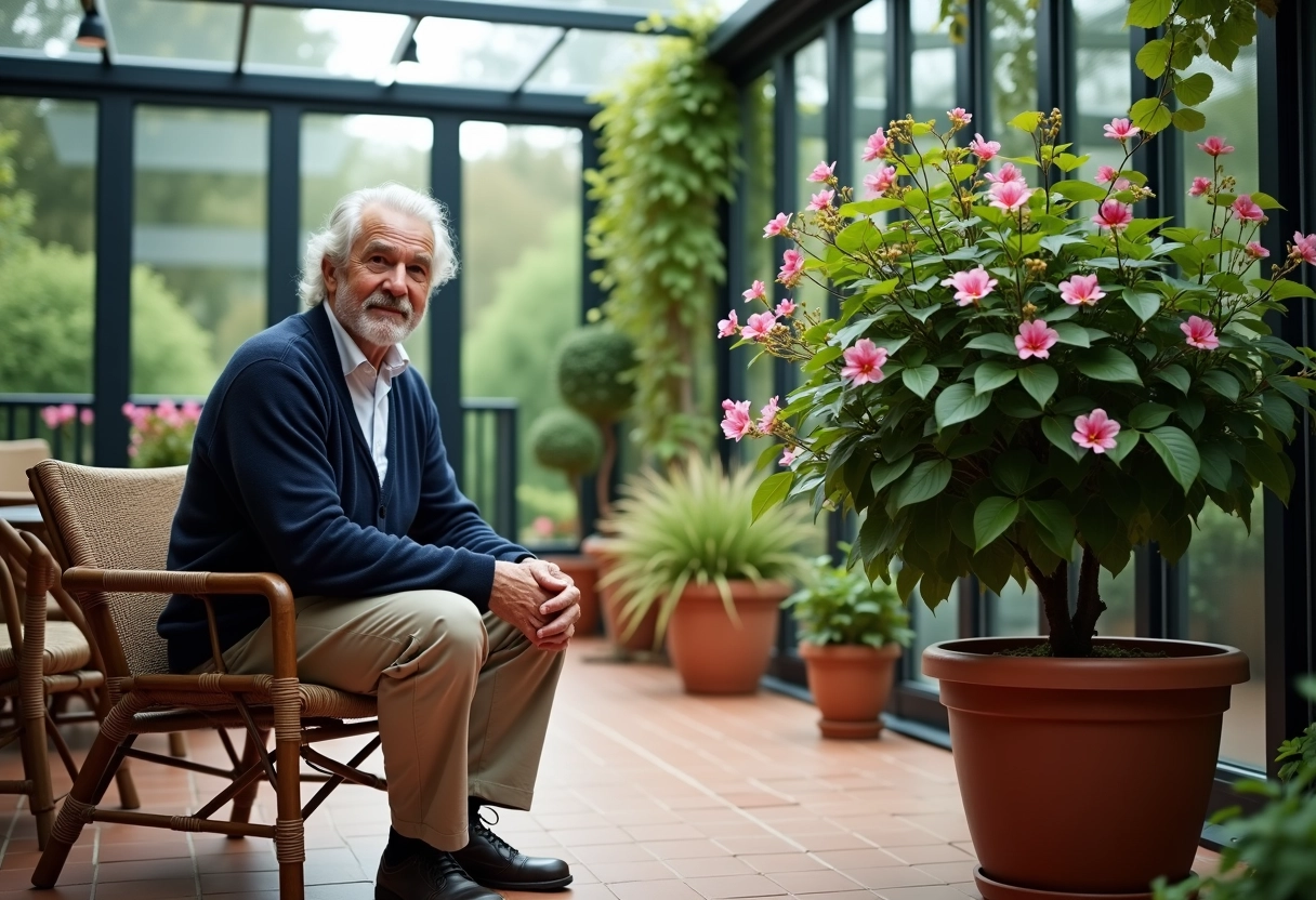 Homme âgé assis près d