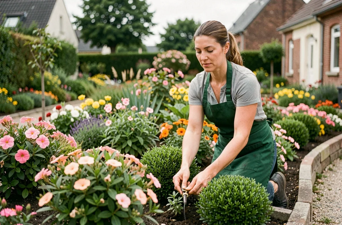 Paysagiste Leroy Paysages créant un jardin fleuri dans une propriété résidentielle à Amiens